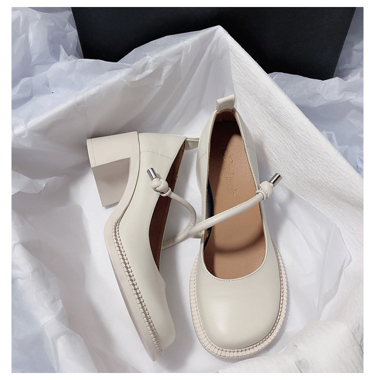 Туфли Мэри Джейн 森屿海巷 2023新款真皮高跟玛丽珍鞋文艺复古日系jk圆头休闲单鞋