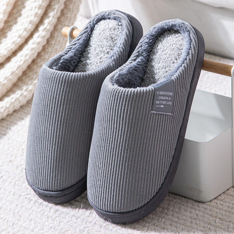 New Winter Cotton Slippers for Women, Indoor Home Warm Non-Slip Soft-Soled Couple's Cute Silent Plush Slippers for Men