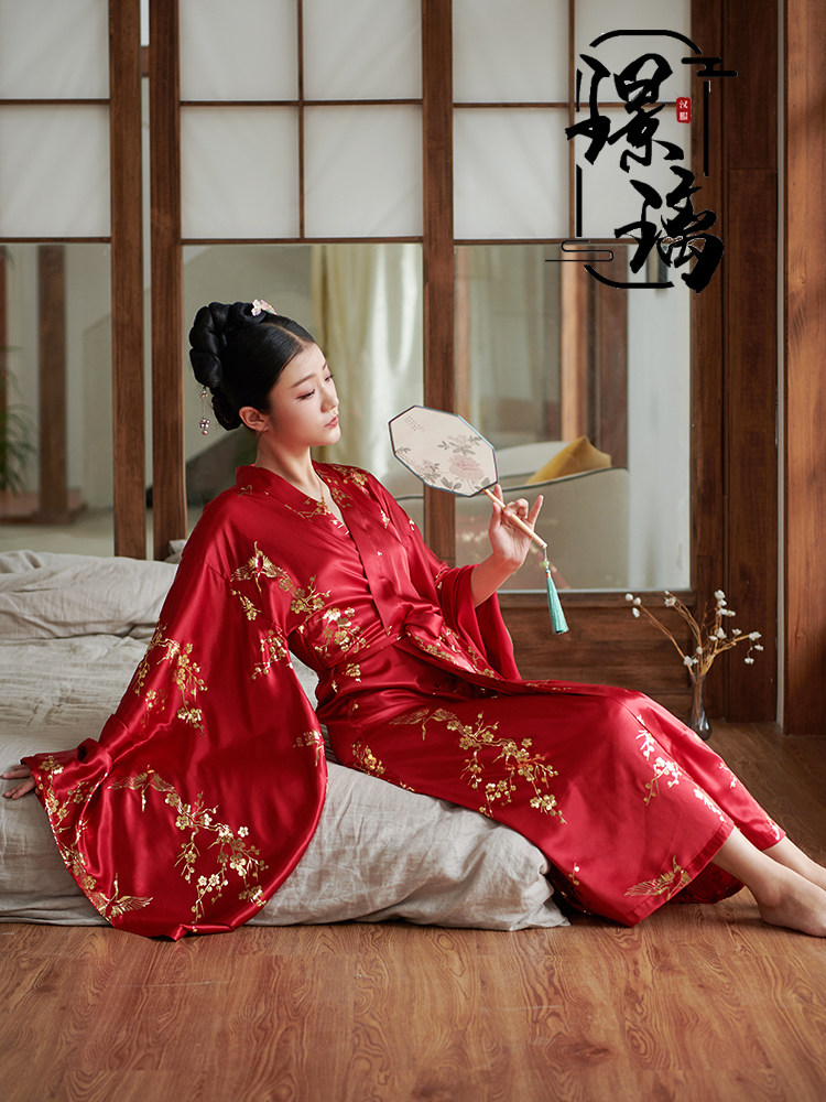 Glazed Original China Wind Gusto Emulation Silk Chinese Hanfu Bridal Wedding Morning Gown