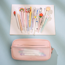 Brief Japan-ROK Large Capacity Translucent Student Pen Bag Elementary Junior High School High School High School Students Multifunction Handbooks Containing Pen box