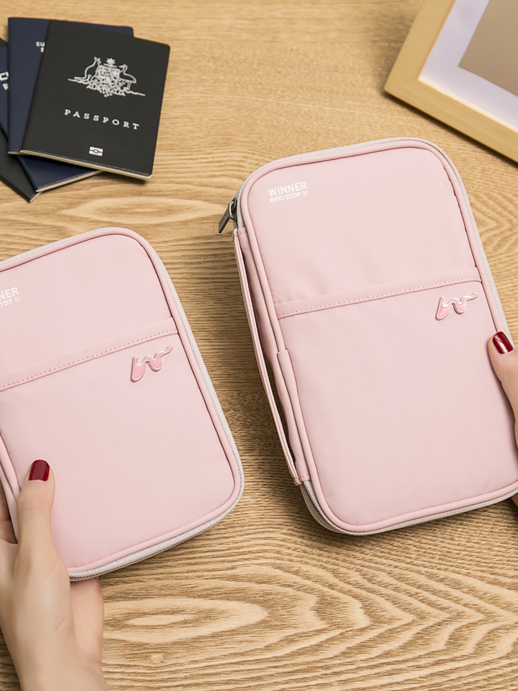 RFID multi-function document bag Wallet card bag Men and women travel abroad boarding bag storage passport charter ticket holder