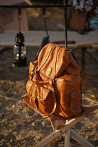 LEATHER Sen handmade Italian head layer tanned cowhide vintage pepper salt bushcraft double shoulders