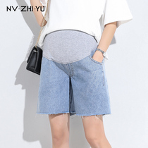 Pregnant womens shorts summer fashion wear thin casual loose belly denim shorts womens tide mom summer five-point pants