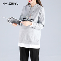 Pregnancy Womens Clothing Autumn Clothing Fashion style Womens Spring and Autumn 2022 New Korean version Not to be pregnant with a reduced age Lianhood blouse Chauma