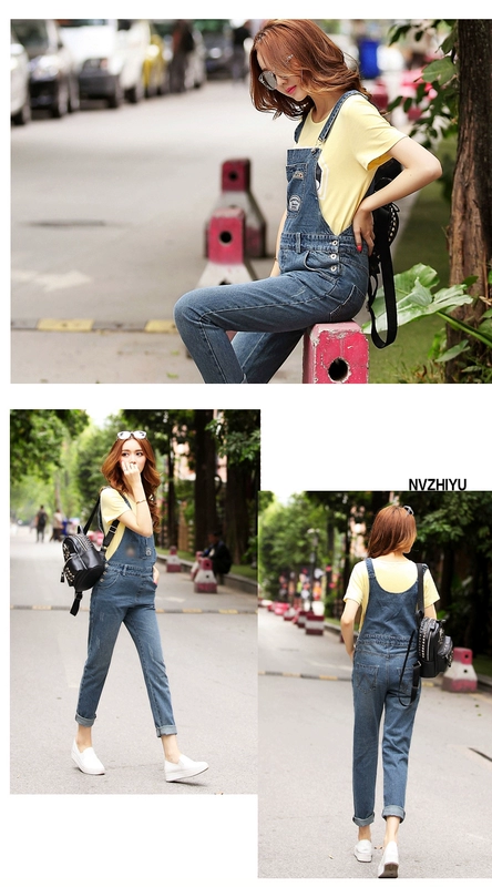 Phụ nữ mang thai bib mùa xuân mới 2018 mang thai mặc triều mẹ denim mùa xuân và mùa thu quần thời trang