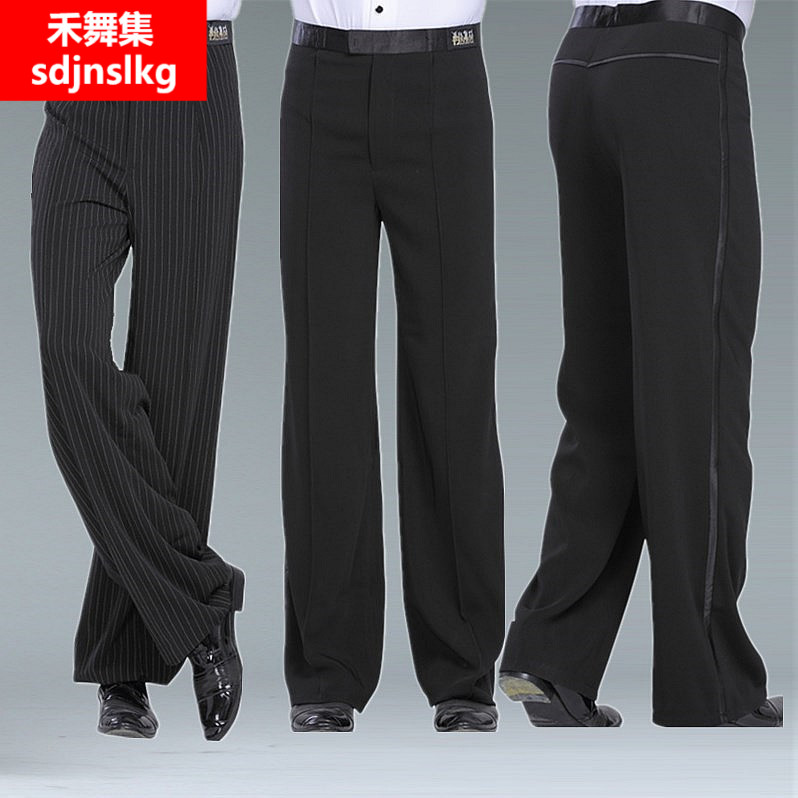 Men's adult national standard dance pants autumn Latin dance pants boys social dance trousers wide feet sagging modern dance pants