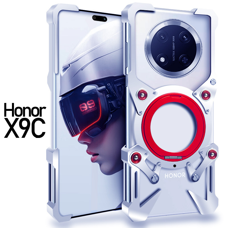 Suitable for Honor X9Abcd Phone Case Original Protective Cover X8Abcd Aluminum Alloy Metal Frame Bold Men's Style Transformers Mecha Personality European and American Skeleton Hong Kong International Version