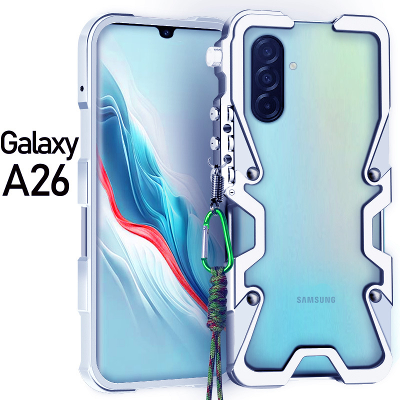 Suitable for Samsung Galaxy A15 Mobile Phone Back Cover A16 Aluminum Alloy Metal Frame A26/25 Protective Case Anti-Fall Original Personalized Cool Mecha Style Lanyard A17 Suitable for Samsung Galaxy A15 Mobile Phone Back Cover A16 Aluminum Alloy Metal Frame A26/25 Protective Case Anti-Fall Original Personalized Cool Mecha Style Lanyard A17