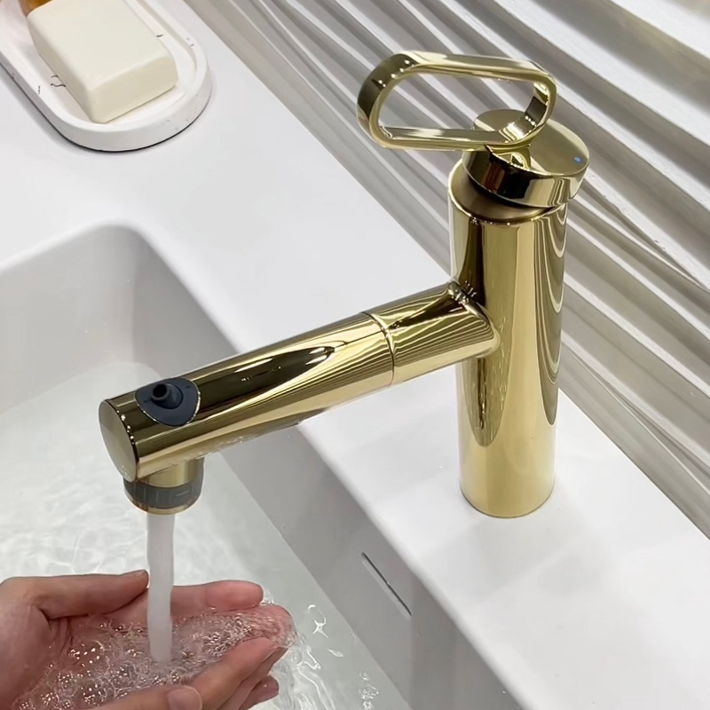 Washbasin Faucet, Dual-Use for Hot and Cold Water, Rotating, All-Copper, Multi-Functional, Dopamine Lucky Cat Mechanical Arm Faucet Washbasin Faucet, Dual-Use for Hot and Cold Water, Rotating, All-Copper, Multi-Functional, Dopamine Lucky Cat Mechanical Arm Faucet