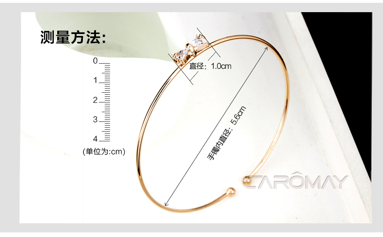 Trang sức Caroline Hàn Quốc đơn giản mạ vàng hồng mở vòng tay mỏng nữ thời trang Hàn Quốc hipster vòng tay quà tặng vòng tỳ hưu vàng