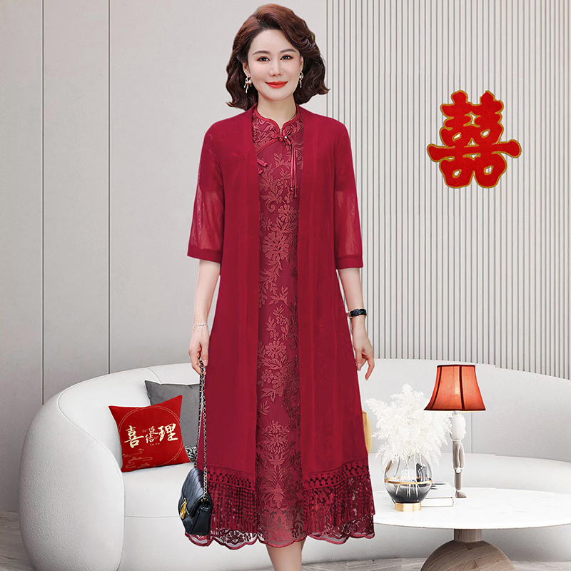 Grandma Xi's Wedding Banquet Dress Classy Accessible Luxury Classy New Chinoiserie Mother's Summer Dress Cheongsam Two-Piece Suit Dress Grandma Xi's Wedding Banquet Dress Classy Accessible Luxury Classy New Chinoiserie Mother's Summer Dress Cheongsam Two-Piece Suit Dress