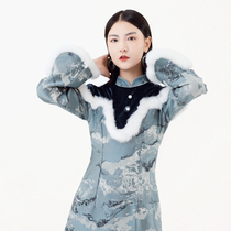 One two cheongsam Chinese style long autumn and winter 2020 new young girl improved version dress silver snow