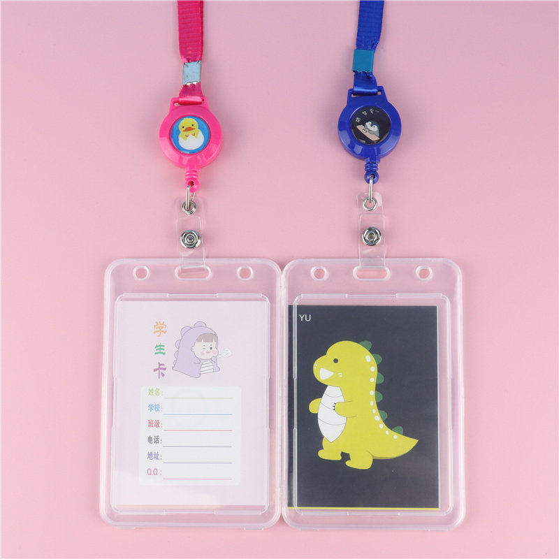 Large number Double face transparent sleeve telescopic hanging rope Chest Card Meal Card Documents Work Card Entrance Guard Bus Citizen Nursery School