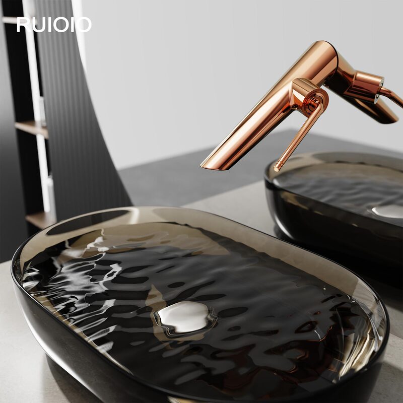 Light Luxury All-Copper Wall-Mounted Concealed Basin Faucet Hot and Cold Bathroom Faucet Designer Style Rose Gold