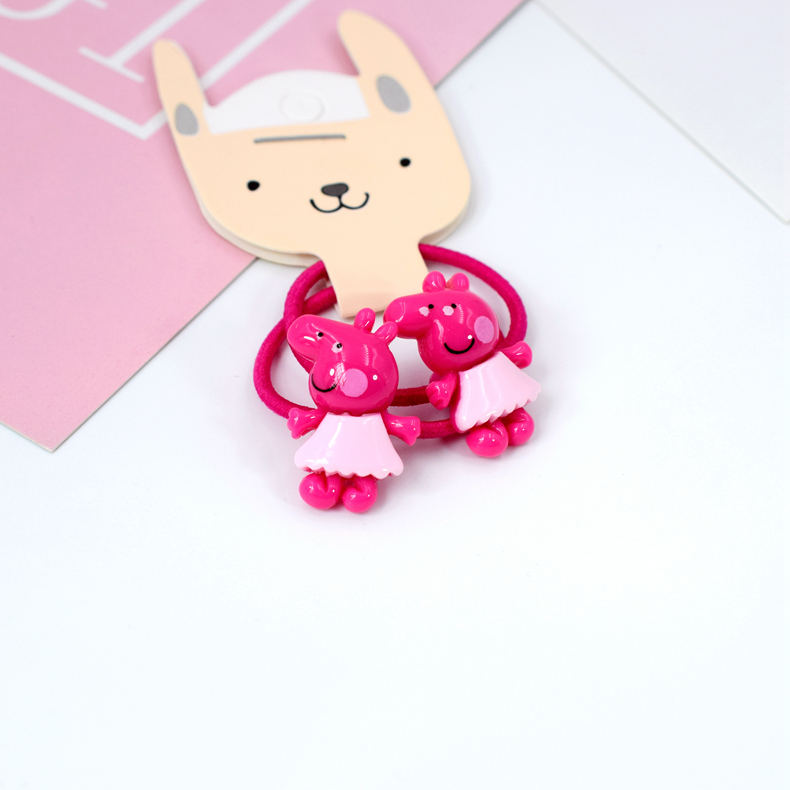 Đồ trang sức cho trẻ em dây tóc Phiên bản tiếng Hàn của chú heo hoạt hình dễ thương Peggy Mickey ban nhạc cao su Ban nhạc cao su không làm tổn thương dây tóc băng đô vải