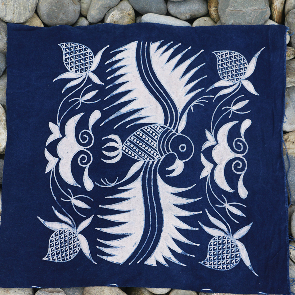 Yishanren Vegetation blue dyeing ancient method retro intangible heritage batik cotton decorative wall painting pendant custom hand-printed and dyed