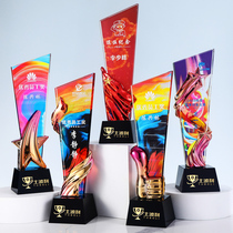 Crystal trophies customized creative resin metal five-pointed star outstanding staff awards anti-epidemic commemorative medals customized
