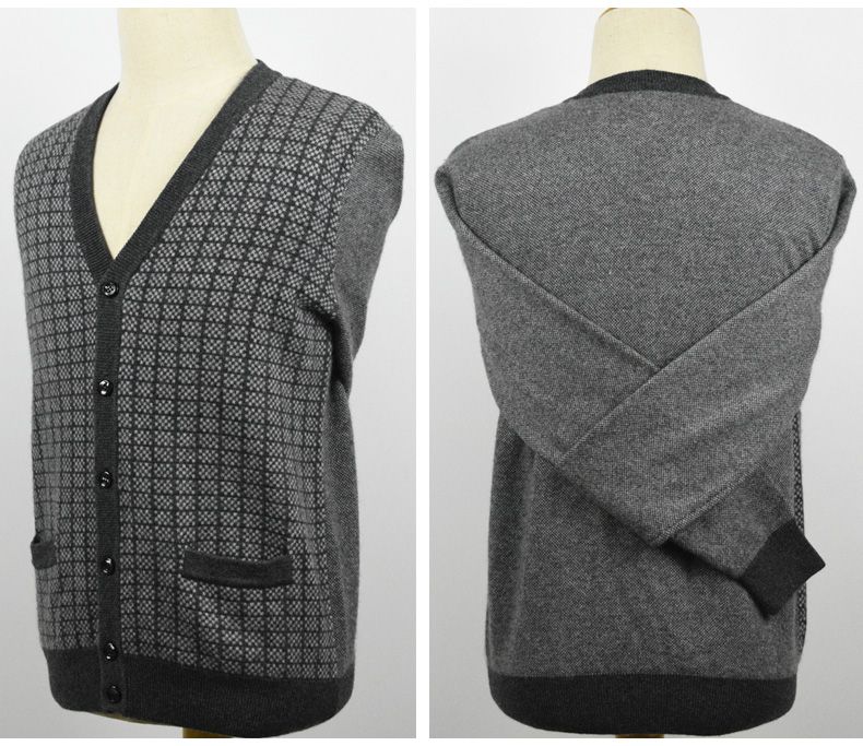 Áo len cashmere trung niên nam cổ chữ V dày cardigan rộng kích thước lớn cha ông mặc áo len cũ mùa đông - Áo len Cashmere bộ nỉ nam
