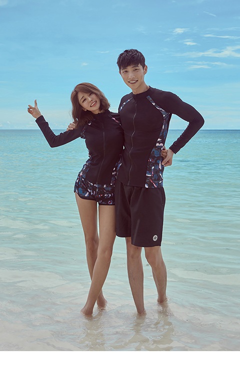 Cặp đôi thể thao chia tay áo tắm wetsuit sứa quần áo lướt nữ áo tắm ba mảnh dây kéo - Vài đồ bơi đồ đôi di biển	