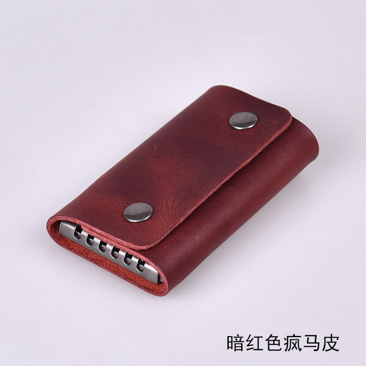 Túi xách nam khóa da công suất lớn đa chức năng da lộn siêu mỏng Túi chìa khóa đơn giản handmade nữ ví móc chìa khóa nữ
