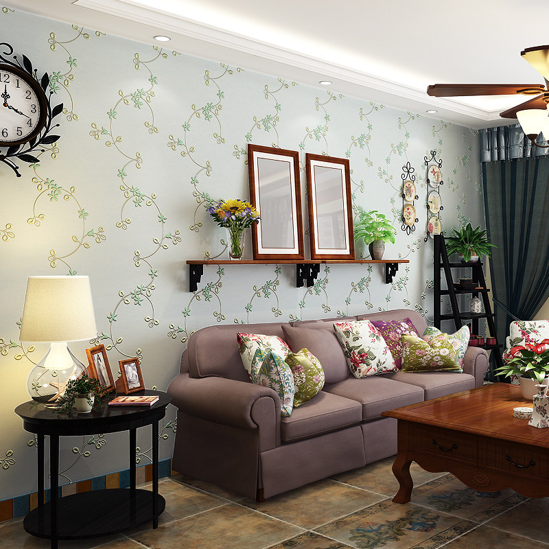 Embroidery seamless wall covering simple three-dimensional warm European-style bedroom living room sofa TV background high-grade environmental protection wall covering