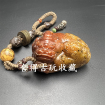Antique antique Pixiu tea pet miscellaneous ornaments to attract wealth mother and child auspicious beasts can raise tea pets bell handle pieces purely handmade