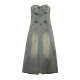 JWUNIQUE retro blue tube top dress for women summer 2024 new slim denim A-line skirt long skirt