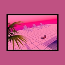 Retro neon California West Coast Los Angeles pink dream steam wave tropical seaside lofi decorative painting hanging painting