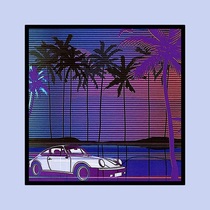 Retro California Steam Bo West Coast Pictorial Classic Car citypop Tropical Landscape Sunset Dusk Decorative Painting