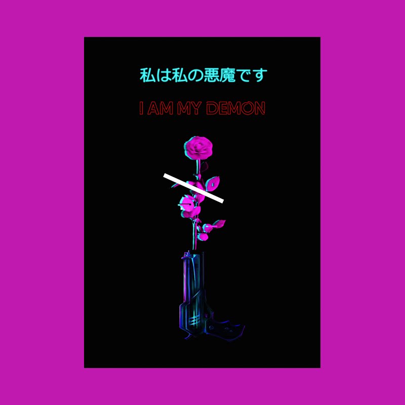 Homemade Korea Dark Black Purple Neon Seibo Punk Rock Steam Wave Decoration Painting Wall Sticker Poster card