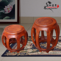 Mahogany furniture rosewood drum stool embroidered pier solid wood round stool dressing stool small stool kite stool short stool shoe stool