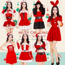 Batch of Santa Claus Adult Christmas clothes Men and women Gold Velvet Christmas costume sets perform Christmas hat hair