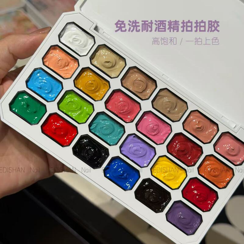 Edishan 24-Color Nail Art No-Wash Pat-On Gel for Painting, Transfer, Color Mixing, Gradient, and Single-Color Nail Art, Specifically for Nail Salons Edishan 24-Color Nail Art No-Wash Pat-On Gel for Painting, Transfer, Color Mixing, Gradient, and Single-Color Nail Art, Specifically for Nail Salons