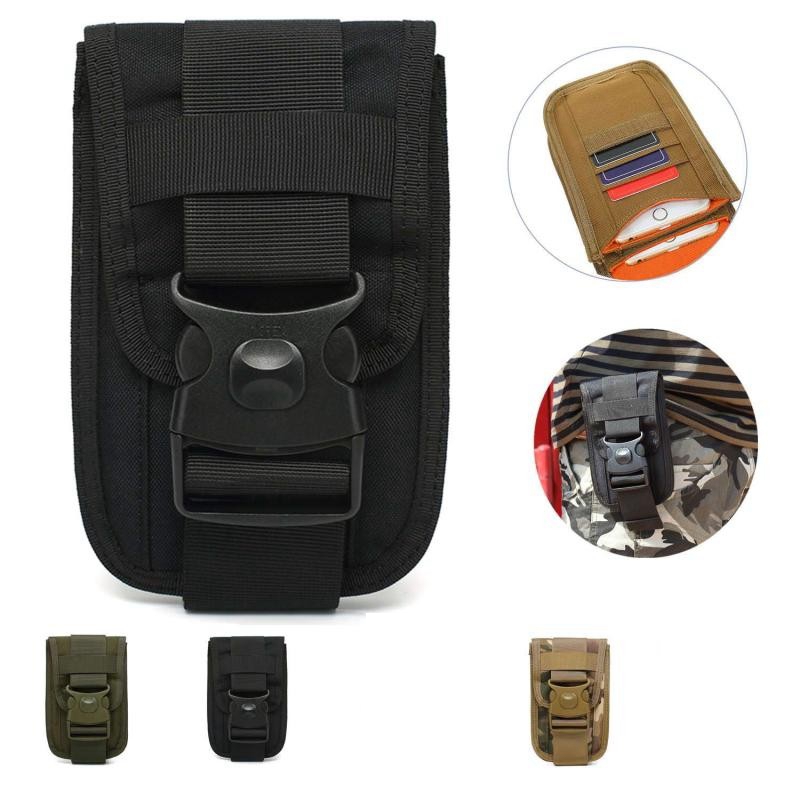 Tactical Outdoor Pocket 6 Inch Large Screen Double Layer Mobile Phone Bag Apple Hanging Bag Multifunction Card Bag Key Bag Wild