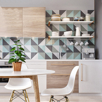 Nordic light green tiles Triangular geometric tiles Bed and breakfast kitchen toilet wall tiles Shop balcony tiles