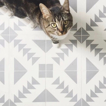 Nordic light luxury kitchen bathroom floor tile homestay balcony tile gray retro Flower tile store geometric art brick