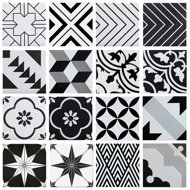 Nordic black and white geometric tiles Kitchen and bathroom tiles Chain store art tiles Bed and breakfast wall and floor tiles 200x200