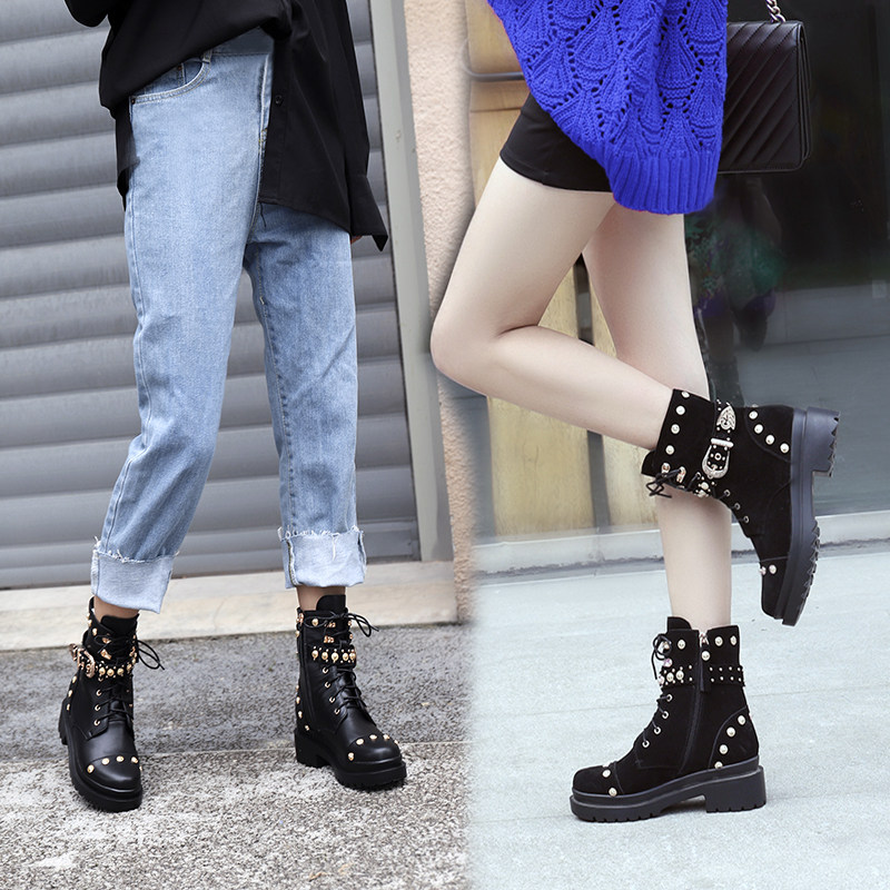 Winter new boots Martin boots women's plus velvet small thick bottom muffin British style thick heel short boots snow boots