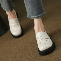 2023 thick sole increase small leather shoes pine soles small white shoes slip shoes and lefu shoes