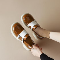 Thick-sole England wind small leather shoes pine soles and one shoes pixel shoes pixel and pixel heels original niche one foot