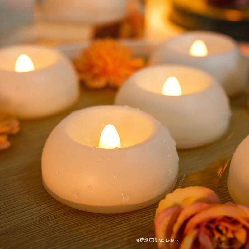 Floating Electronic Tea Candle Light Waterproof Floating Pool Hot Spring Party Floating Flashing Romantic Wedding Atmosphere Decorative Light