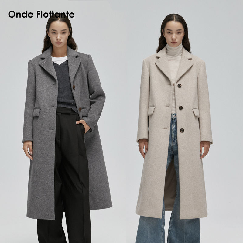 Onde Flottante 25-Year New Model Suit Collar Wide-Fit Long Camel Wool Blend Coat Onde Flottante 25-Year New Model Suit Collar Wide-Fit Long Camel Wool Blend Coat