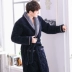 Áo ngủ mùa đông nam lỏng cộng với phân bón tăng flannel áo ngủ mùa đông thanh niên nam dày áo choàng ấm Night Robe