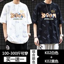 Summer Short Sleeve T-Shirt Male Tide Card 2021 New 100 Hitch Loose Cartoon Compassionate Men Half Sleeve Blouse