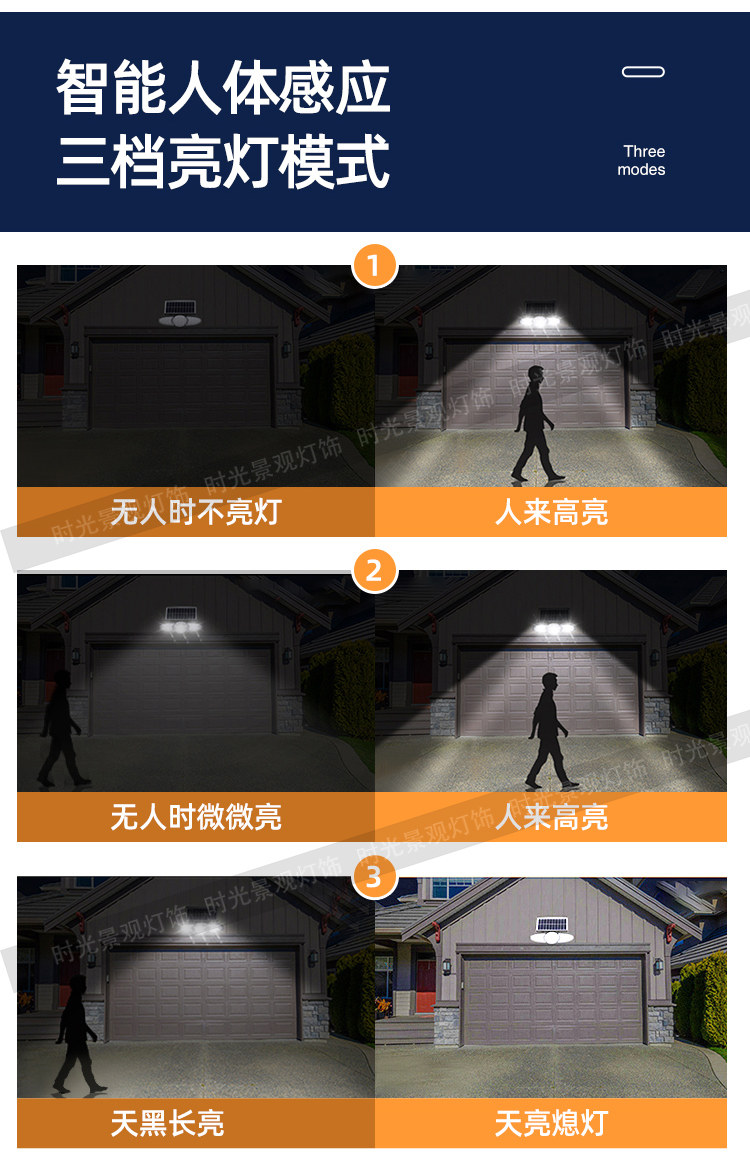 Открытый стене 太阳能感应照明灯庭院家用户外防水超亮花园过道路灯人体感应壁灯 Other