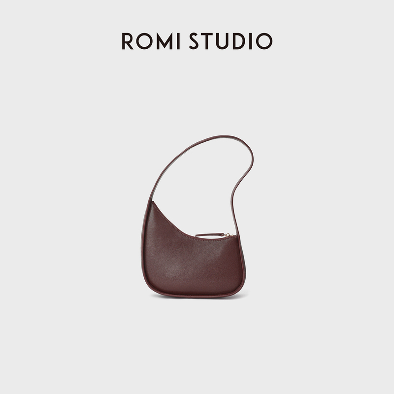 Romi Studio Double-Layered Sheepskin Leather Simple Wine Red Half-Moon Shoulder Handbag Rwdlp35619 Romi Studio Double-Layered Sheepskin Leather Simple Wine Red Half-Moon Shoulder Handbag Rwdlp35619