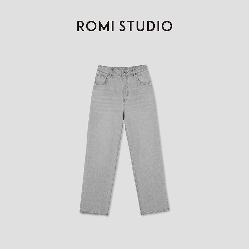 Romi Studio Fashionable and Versatile Retro Classic Casual High-Waisted Straight-Leg Jeans for Women Rw24Ax81150