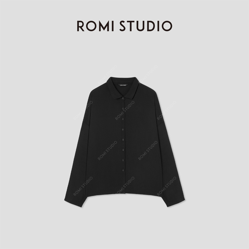 Romi Studio Retro Casual Twill Cotton Sand-Washed Soft and Waxy Loose Small Lapel Shirt Rw24Lsy0791