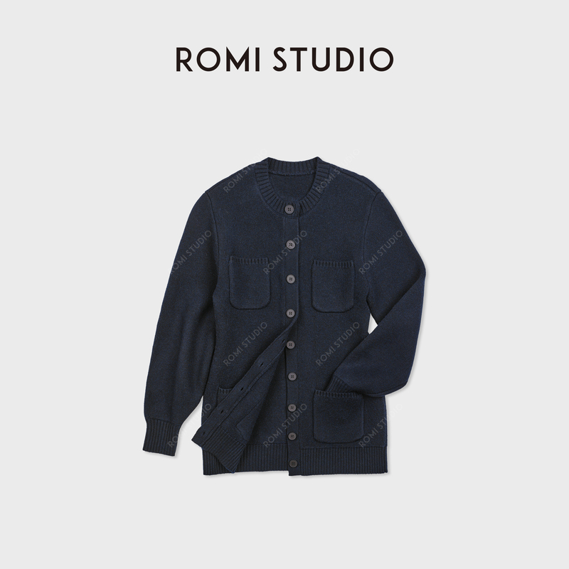 Romi Studio Casual Elegant Wool Blend Thick Mid-Length Knitted Cardigan Rwdslt1918 Romi Studio Casual Elegant Wool Blend Thick Mid-Length Knitted Cardigan Rwdslt1918