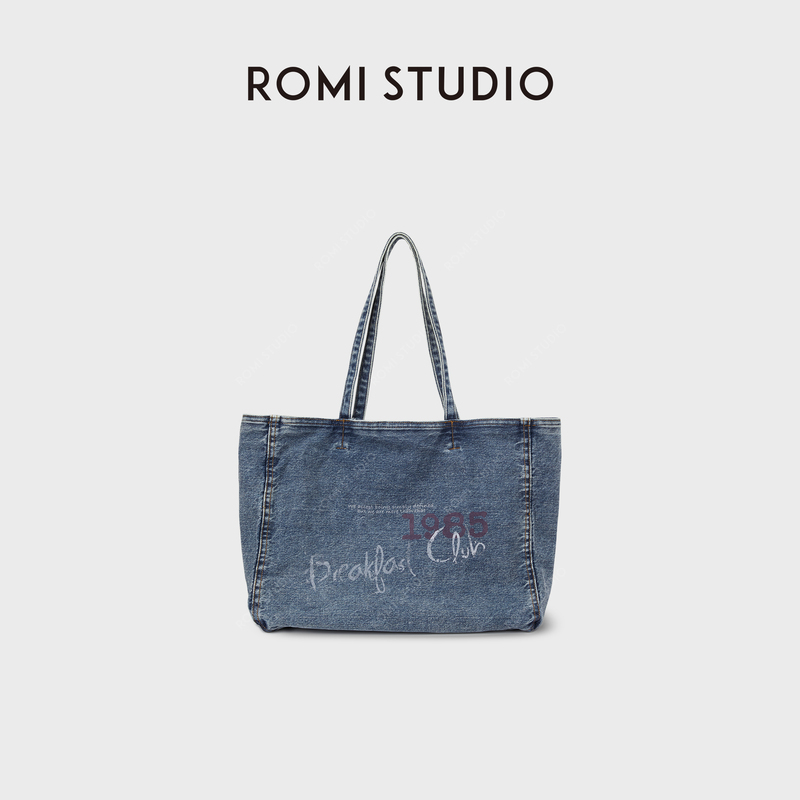 Romie's Vintage-Style Natural Fabric Versatile Denim Tote Handbag Shoulder Bag Rwcap85800